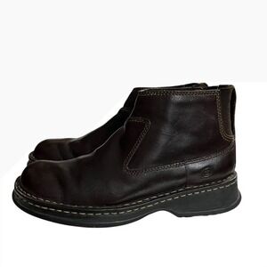 Born Brown Leather Chelsea Boots Lug Sole Chunky Platform Block Heel Size 8